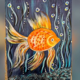Kids Paint Class, Age 7+</br> "Goldy Fish"</br>Sat, Apr 20</br>11:00am - 12:00pm