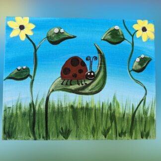 Kids Paint Class, Age 7+</br> "Little Miss Lady Bug"</br>Sat, April 13</br>11:00am - 12:00pm