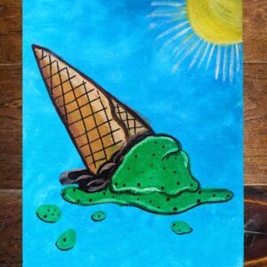 Kids Paint & Pizza Party, Age 6+</br>"Melted Ice Cream Cone"</br>Mon July 13</br>10:00am - 11:30am</br>at Little Johnny's Pizza, Jarvis